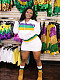 Carnival Party Printed Jacket Mini Skirt Set Fashion Women Wear FC-1439
