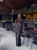 New Style Studded Collar Cardigan Long-sleeved Top and Trousers Two-piece Set QZ-7210