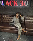 Casual Loose-fitting Long-sleeved Printed Lapel Shirt and Wide-leg Pants Two-piece Set QZ-3993