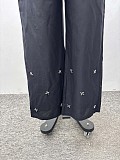 New Style Studded Collar Cardigan Long-sleeved Top and Trousers Two-piece Set QZ-7210