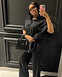 Stylish Casual Shirt and Trousers Two-piece Set QZ-3202