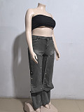 2026 Autumn Streetwear Button High-waisted Jeans Pants AK-41005