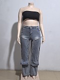 2026 Autumn Streetwear Button High-waisted Jeans Pants AK-41005