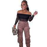 2026 Autumn Streetwear Button High-waisted Jeans Pants AK-41005