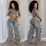 2026 Autumn Streetwear Button High-waisted Jeans Pants AK-41005