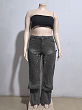 2026 Autumn Streetwear Button High-waisted Jeans Pants AK-41005