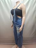 Casual Zippered Wide-leg Denim Jumpsuit With Suspenders AK-50904