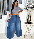 Casual and Versatile Lose-fitting Wide-leg Denim Pants With An Elastic Waistband AK-50701