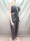 Casual Zippered Wide-leg Denim Jumpsuit With Suspenders AK-50904