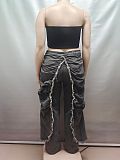 Stylish and Unique Straight-leg Denim Jeans With Wrinkled and Frayed Edges AK-51101