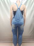 Casual Zippered Wide-leg Denim Jumpsuit With Suspenders AK-50904