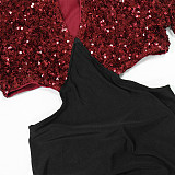 Sexy Hollow-out Sequined Patchwork Bodycon Dress CYA-902173