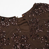 2025 Sexy Round Neck Long Sleeve Tight-fitting Sequin Party Dress CYA-902207