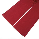 Fashionable Off-Shoulder Cross-Front Ruched Jumpsuit with Flowing Ribbons and Loose Straight Legs XYWL-25JP441