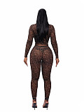 Sexy High-neck Zip-up Crop Top and Tight-fitting Long Pants Two-piece Set PMR-831