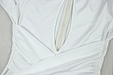 Sexy Hollow-out Solid Color Flared Long-sleeved Jumpsuit JY-006299