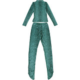 2026 Sexy Printed Long-Sleeved Top and High-Waisted Tight Leggings Jumpsuit SXE-90116