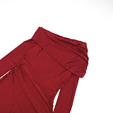 Fashionable Off-Shoulder Cross-Front Ruched Jumpsuit with Flowing Ribbons and Loose Straight Legs XYWL-25JP441