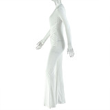 Sexy Hollow-out Solid Color Flared Long-sleeved Jumpsuit JY-006299