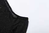 2025 Sparkling See-Through Sexy Slanted Collar Long-Sleeved Bodycon Dress DLS-88744