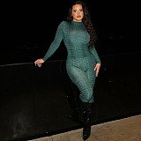 2026 Sexy Printed Long-Sleeved Top and High-Waisted Tight Leggings Jumpsuit SXE-90116