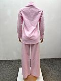 Casual Loose-fitting Long-sleeved Shirt and Wide-leg Pants Two-piece Set QZ-3682