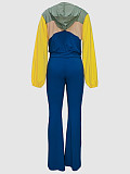 Casual Patchwork Sleeveless Slim-fit Base Layer Shirt and Straight-leg Pants Three-piece Set RS-5074
