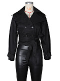 Fashionable Lapel Collar Belted Double-Breasted Slim-Fit Short Trench Coat/Jacket ZS-0776