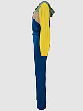 Casual Patchwork Sleeveless Slim-fit Base Layer Shirt and Straight-leg Pants Three-piece Set RS-5074