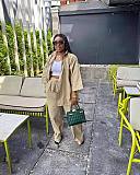 Solid Color cCasual Cardigan Shirt and Drawstring PantsTwo-piece Set QZ-6089