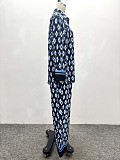 Casual Printed Long-sleeved Collared Shirt and Trousers Two-piece Set QZ-6414