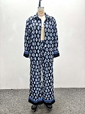 Casual Printed Long-sleeved Collared Shirt and Trousers Two-piece Set QZ-6414