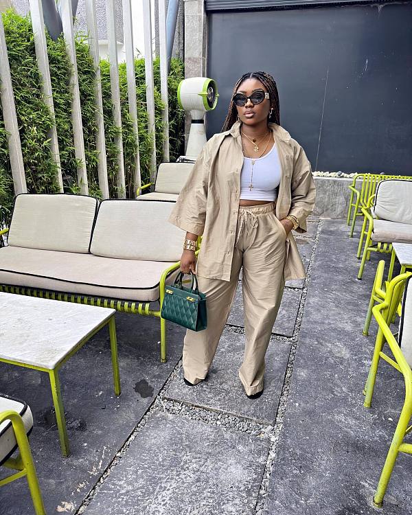 Solid Color cCasual Cardigan Shirt and Drawstring PantsTwo-piece Set QZ-6089