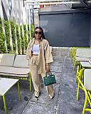 Solid Color cCasual Cardigan Shirt and Drawstring PantsTwo-piece Set QZ-6089