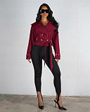 Fashionable Lapel Collar Belted Double-Breasted Slim-Fit Short Trench Coat/Jacket ZS-0776