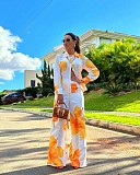 Stylish Zebra Print Long-sleeved Cardigan Shirt and Trousers Two-piece Set QZ-382
