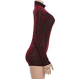 Sexy Striped Slim-fit High-neck Long-sleeved Short Jumpsuit SXE-89081