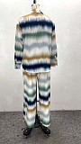 Casual Printed Loose-fitting Shirt and Trousers Two-piece Set QZ-6194