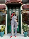 Stylish Casual Striped Shirt and High-waisted Wide-leg Pants Two-piece Set QZ-7231