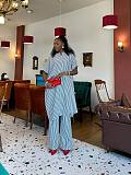 Stylish Casual Striped Shirt and High-waisted Wide-leg Pants Two-piece Set QZ-7231