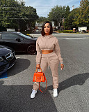Autumn/Winter Fleece-lined Hooded Sweatshirt Casual Two-Piece Set RS-L279