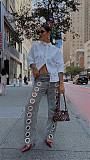2025 New Arrival Leopard Print Cutout Metal Eyelet Design High-Waisted Jeans RS-YMT502