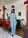 Stylish Casual Striped Shirt and High-waisted Wide-leg Pants Two-piece Set QZ-7231