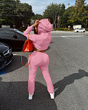 Autumn/Winter Fleece-lined Hooded Sweatshirt Casual Two-Piece Set RS-L279