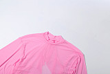 New Solid Color Mesh Panel Loose Top and Skirt Set ZJQD-89406
