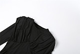 2025 Sexy Solid Color Slim-Fit Ruched Bodycon Dress SXE-87871