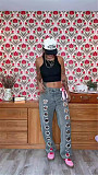 2025 New Arrival Leopard Print Cutout Metal Eyelet Design High-Waisted Jeans RS-YMT502