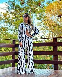 Stylish Zebra Print Long-sleeved Cardigan Shirt and Trousers Two-piece Set QZ-382