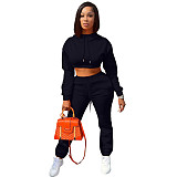 Autumn/Winter Fleece-lined Hooded Sweatshirt Casual Two-Piece Set RS-L279