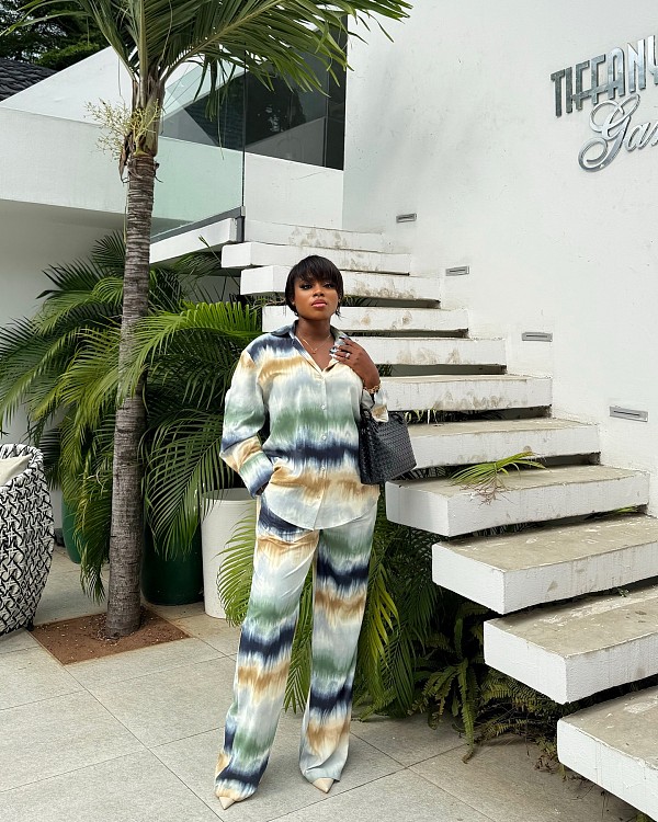 Casual Printed Loose-fitting Shirt and Trousers Two-piece Set QZ-6194